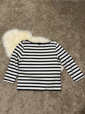 JCrew Women’s Striped Boat Neck 3/4 Sleeve Top - Navy & White Size S